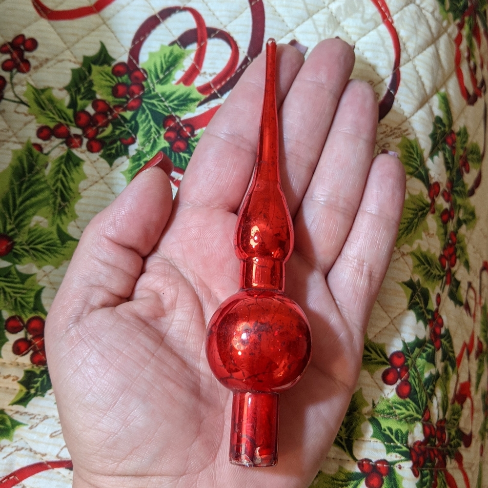 Red Vintage Blown Glass Tree Topper